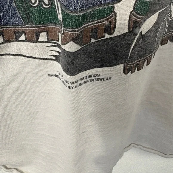 Wagner Bros Looney Tunes Sylvester Taz Baseball Jersey Shirt Large Vintage - Picture 8 of 8